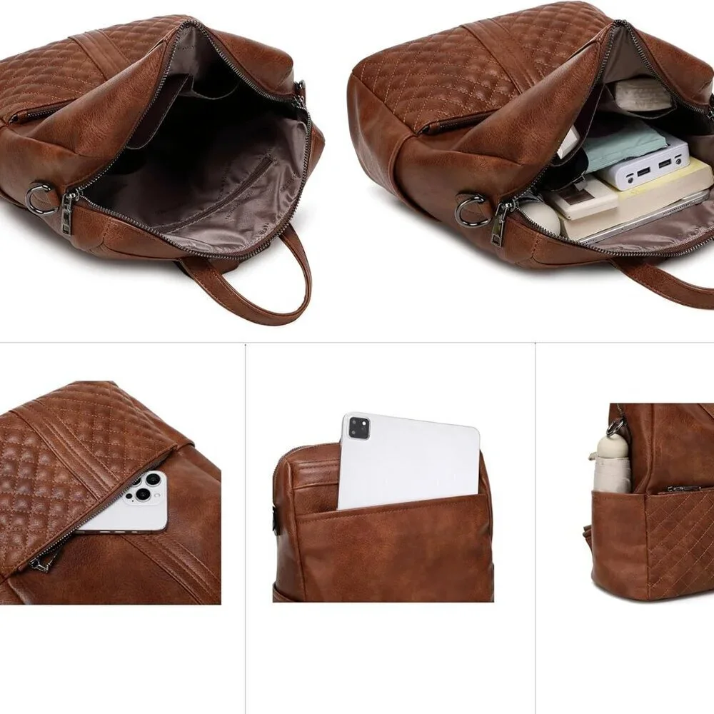 Vegan Leather Backpack Purse for Women Medium Travel Office Fashion